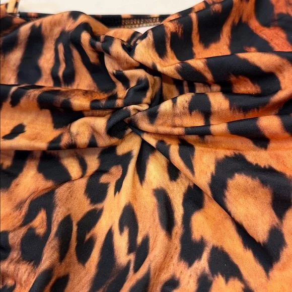 Leopard Print Halter Bikini Top and High-Waist Bottom - Tan - Picture 7 of 7